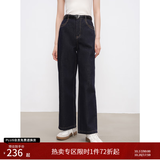 自巧【防褪色】小个子新复古回潮高腰直筒牛仔裤女秋新款显瘦裤子 原牛色 M (4码)