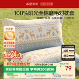 水星家纺枕套100%纯棉磨毛加厚A类四季家用宿舍枕头套一对装48x74cm
