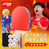 红双喜（DHS）乒乓球拍五星狂飙全面攻防F5006直拍单拍乒乓球球拍附拍包