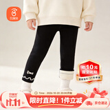 贝瑞加（Babyprints）儿童打底裤冬季宝宝加绒棉裤女孩加厚百搭长裤保暖裤子 黑130
