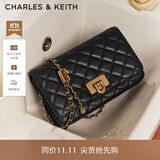 CHARLES&KEITH经典菱格链条小方单肩斜挎包包女包生日礼物送女友CK2-70160131 Black黑色 小包