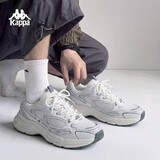 卡帕（Kappa）男鞋秋季网面运动鞋子男款厚底增高老爹鞋休闲跑步鞋 经典白 40