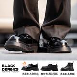 Mr.A德比鞋男款圆头大头鞋黑色工装鞋通勤马丁靴厚底增高休闲皮鞋MRA 亮面黑 基础款 | 女码正码-男码偏大 42 男码