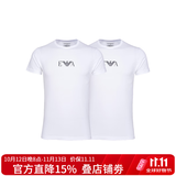 阿玛尼（ARMANI）奢侈品男装 男装短袖t恤男士时尚休闲修身薄款微弹短袖T恤两件装 白色 L 135-155斤