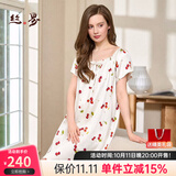丝界重磅真丝睡衣娃娃公主裙秋冬舒适短袖宽松睡裙女桑蚕丝印花家居服