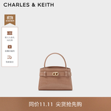 CHARLES&KEITH鳄鱼纹凯莉包手提斜挎婚包包女包生日礼物送女友CK2-50270880-1 BLUSH浅红色 S