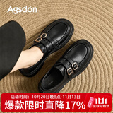 奥古狮登（Agsdon）乐福鞋女秋季新款小皮鞋女工作鞋软底复古妈妈鞋通勤鞋 黑色 37