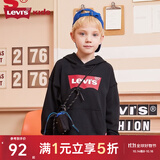 李维斯（Levi's） 童装男女童连帽经典蝙蝠标卫衣春秋纯棉儿童舒适针织上衣 正黑色 140 /68 【建议身高128-140cm】