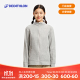 迪卡侬【门店自提】保暖户外抓绒衣男女宽松秋摇粒绒冲锋衣内胆 女款-全拉链-浅灰色 M