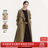 尚都比拉中长款100%羊毛大衣女冬季宽松呢子双面毛呢外套 白茶驼 M 