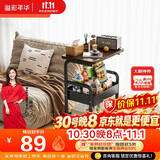 溢彩年华小推车落地置物架客厅可移动零食架子多层铁艺厨房储物架1881-BK