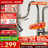 华帝（VATTI）厨房龙头 冷热枪灰天鹅颈不锈钢三模抽拉式洗菜盆水龙头062PH-001