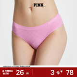 维多利亚的秘密 维密PINK舒适无痕3A抗菌抑菌LOGO中腰包臀内裤三角裤 12T9粉色-格纹款 11255733 1条 S