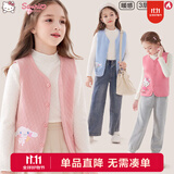Hello Kitty凯蒂猫儿童马甲春秋外穿纯棉女童背心2026新款宝宝内穿冬打底童装 山茶粉513090 120