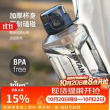 乐扣乐扣（LOCK&LOCK）小水库大容量塑料运动水杯户外冷水壶刻度把手男女杯子2.2L灰色