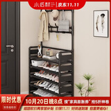 小匠材鞋架门口多层家用一体挂衣架宿舍出租房简易鞋柜置物架侧布5层80