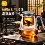 尚明（SAMADOYO）玻璃内胆飘逸杯泡茶壶茶水分离过滤冲茶具套装红茶家用办公沏茶壶 银色800ml