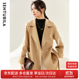 尚都比拉100%羊毛西装领毛呢大衣女冬季可拆卸腰带小个子通勤风双面呢外套