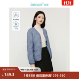 茵曼（INMAN）轻薄简约无领短款羽绒马甲女士2026新款可内搭可外穿薄款外套 雾霾蓝 XL