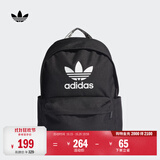 adidas休闲日常通勤运动双肩背包学生书包开学男女阿迪达斯三叶草   黑色/白   NS(均码)