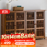 安尔雅新中式鞋柜门口简易鞋架家用收纳透气大容量多层玄关柜 四门款
