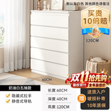 木诗风雅斗柜家用实木卧室收纳柜五斗柜现代简约抽屉柜多层储物客厅电视柜 实木五斗【长60宽40高120】高雅白