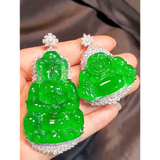 翡翠祥 缅甸翡翠吊坠A货冰种阳绿天然玉石玉佛挂件福豆平安无事牌玉佩佛公玉坠葫芦山水牌男女款【付定金】 阳绿观音佛公，已联系客服选货，尾款1000