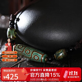 妍韵珠宝收藏级绿九眼老天珠吊坠玉髓玛瑙挂坠护身符男女饰品水晶玛瑙项链