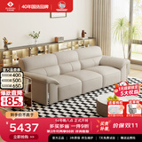 左右大黑牛6050头层牛皮现代简约皮艺沙发奶茶白3m客厅沙发
