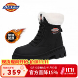 Dickies女士雪地靴女靴加绒马丁靴加厚保暖棉靴高帮休闲靴子 黑色 38 