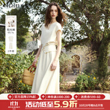 Olrain欧芮儿2026新款夏季休闲设计感女装短袖T恤a字半身裙套装女两件套 杏色 S