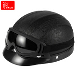 摩多汇合（MODOCONFLUENCE）自行车头盔复古男女四季半盔骑行防护安全帽护耳护颈冬季保暖皮盔 黑色（赠护目镜）