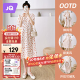 婧麒（JOYNCLEON）孕妇装夏季孕妇连衣裙薄款大码宽松波点碎花长裙 桔 M Jly157192