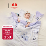 babycare山茶花新生儿豆豆绒床品四件套儿童午睡床上用品枕头被套熊猫乐车