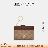 蔻驰（COACH）奥莱女士经典标志简约型迷你证件包 IM/棕黄色/棕色
