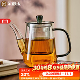 金镶玉高硼硅玻璃茶壶家用过滤喝泡茶单壶功夫茶具耐热防爆办公 墨璃