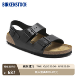 BIRKENSTOCK勃肯德国进口男女款牛皮革舒适软木Milano系踝凉鞋 黑色常规版34191 42
