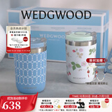 Wedgwood不锈钢保温杯高颜值咖啡杯便携水杯陶瓷涂层茶杯保冷保热随行杯 金粉+野草莓随行杯礼盒350ml