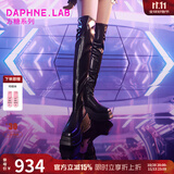 DAPHNE LAB浪姐同款 方糖过膝靴3代9CM超厚底增高长筒靴 黑色 【博主同款】 37 (235mm)