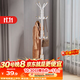 安尔雅衣帽架铁艺衣架落地卧室立式简易挂衣架室内衣服架子 白色