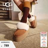 UGG秋季女士包头厚底LOGO松紧带休闲懒人毛毛鞋 1113474 CHE | 栗色 37 39码及以下建议拍大一码