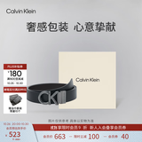 Calvin KleinJeans男士商务绅士风休闲双面用ck字母金属扣腰带皮带节日礼物 001-黑/棕 95cm