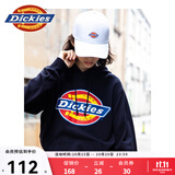 Dickies连帽卫衣男女同款纯棉大logo印花宽松休闲情侣装上衣DK007060 黑色 S