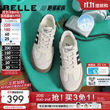 百丽（Belle）双11张凌赫同款复古板栗德训鞋女新款红色增高厚底板鞋A4L1DAM6 米白【林一同款】 37 (235mm)