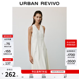 UR2026秋季新款女装魅力简约都市纯色V领无袖连衣裙UWG760121 本白 S