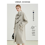 VEGA CHANG牛角扣呢子大衣女冬2025年学院风加厚毛呢大衣 燕麦色长款（160以上推荐） L