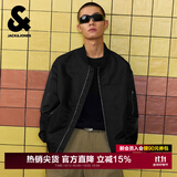 杰克·琼斯（JACK&JONES）26年男装春秋季新款外套男士宽松棒球服休闲刺绣飞行员夹克衣服 黑色E41 M (175)