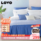 LOVO罗莱家纺 全棉四件套100%纯棉斜纹床单被套枕套双人220*240cm
