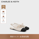 CHARLES&KEITH珠链绊带饰低跟凉鞋玛丽珍鞋女鞋子女生日礼物送女友CK1-70900382 CK1-70900382-2粉白色 37