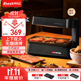 EASYGRILL 迷你电烤炉家用2-3人小型烤肉锅室内无烟烧烤机上下加热烧烤炉烤串机电烤盘新款家用烤炉 黑色-标配 1层